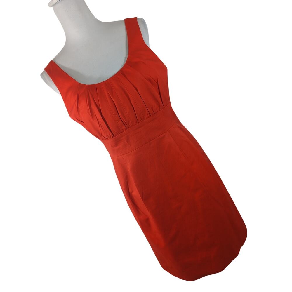 J. CREW! RICH FLAME RED PLEATED BODICE, WIDE WAISTBAND COTTON+ DRESS! SZ 12